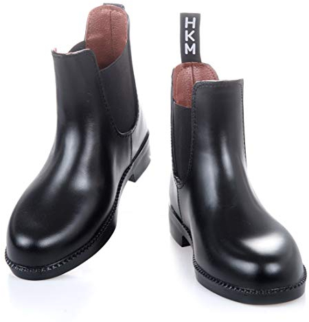 RL24 - Jodhpur Reitstiefelette soft | Kinder Stiefeletten | mit Elastikeinsatz & Pull-On | wasserdichte Chelsea Boots aus Kunstleder | schwarze Reitschuhe | Größe 33