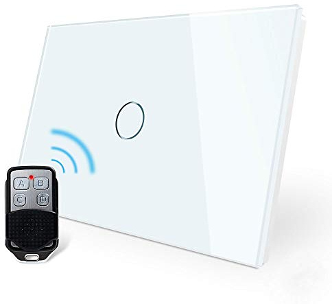 LIVOLO Wireless Remoto Interruttore della Luce con Indicatore LED Touch Switch con Pannello in Cristallo Toccare Interruttore a parete per Illuminazione Domestica,1 Gang 2 Way,C901SR-11