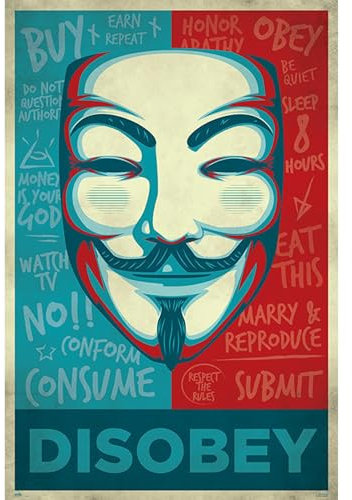 Grupo Erik Poster - Disobey Poster - Kunstdruck - Deko Wohnzimmer oder Deko Schlafzimmer - Deko Zimmer - Größe : 61 x 91 - Offizielle Lizenz