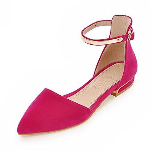 Onewus Sandalias planas de moda para mujer, sandalias con puntera cerrada, fucsia, 33 EU