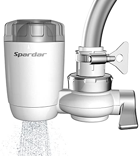 Spardar Filtro de Agua para Grifo, Sistema de Filtración de Agua con Material Ultra Absorbente, se Adapta a grifos Estándar, Fácil Instalación, no Requiere Herramientas