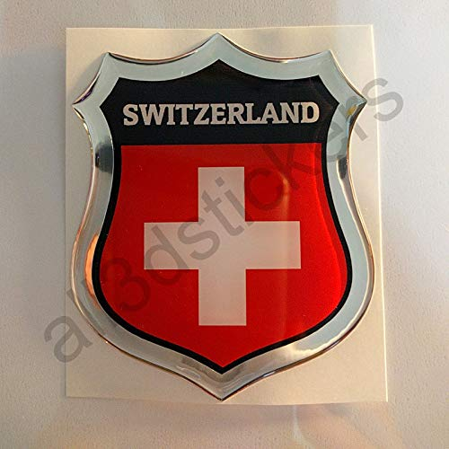All3DStickers Aufkleber Schweiz Harz 3D Emblem Schweiz Domed Flagge
