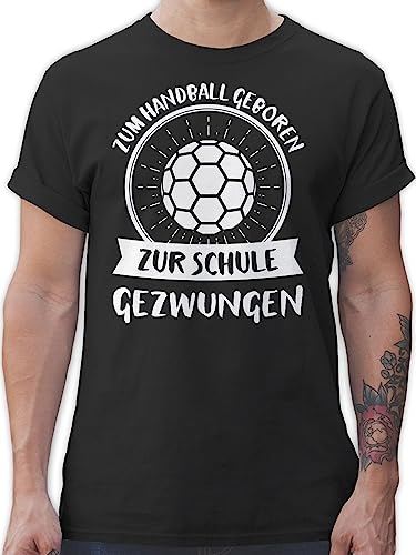 T-Shirt Herren - WM 2023 Trikot Ersatz - Zum Handball geboren zur Schule gezwungen - 3XL - Schwarz - Handballer Geschenke Shirt em Tshirt Fan Geschenk Fans sprüche Handball. um zu Spielen tischert
