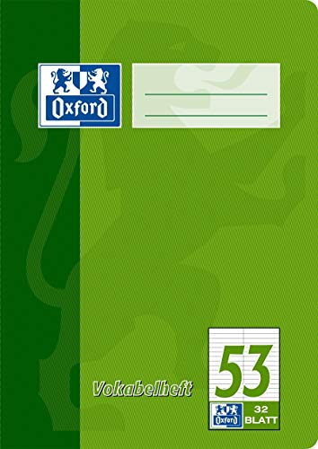 Oxford 384503253/100050383 Vokabelheft, A5, zweispaltig, 90 g/qm, 32 Blatt (3er Pack) Lineatur 53