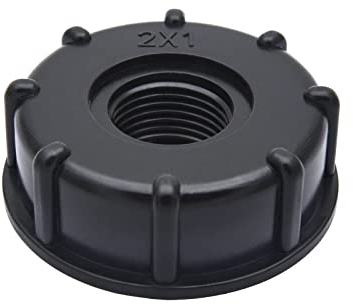 IBC Tank Fitting Valve Connector 1 inch Leak-Proof IBC Tank Adapter Female Threaded Straight Connector Water Tank Tap Replacement Valve Parts for Home Garden (S60*6,Black)