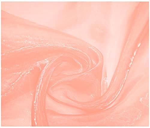Premium Crystal Organza Voile Fancy Dress Costume Decorations Fabric 150cm Wide/Sold by The Metre (Peach)