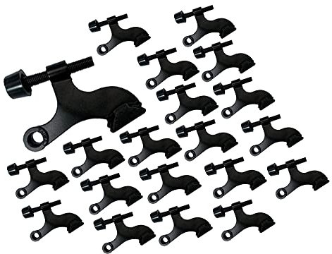 QCAA Hinge Pin Door Stopper, Zinc Die Cast, Matte Black with Black tip & Spacer, Made in Taiwan, 20 Pack