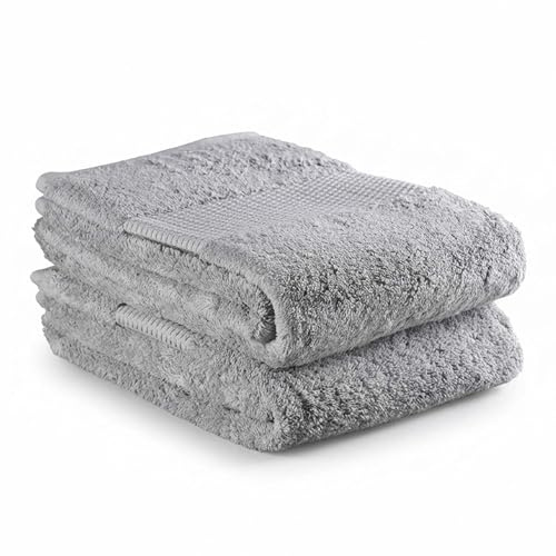 Delilah Home Luxuriöse Badetuch-Kollektion, 100% Baumwolle, türkisches Handtuch-Set für Badezimmer, ultraweiches und saugfähiges Bio-Spa-Handtuch (2 Stück je 76,2 x 137,2 cm), 2 Handtücher (grau)