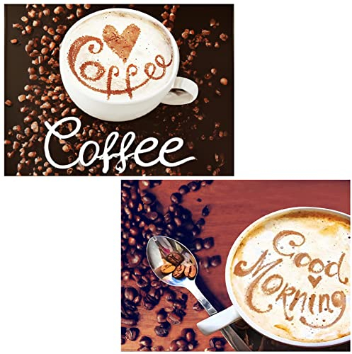 Bimkole 2 Pack DIY 5D Diamond Painting Zubehör Kaffee, Dessert Kaffeebohnen Diamant Malerei Kit Voll Runde Bohrer Malen nach Zahlen Malerei Stickerei Kreuzstich Diamond Dekoration, (30x40 cm)
