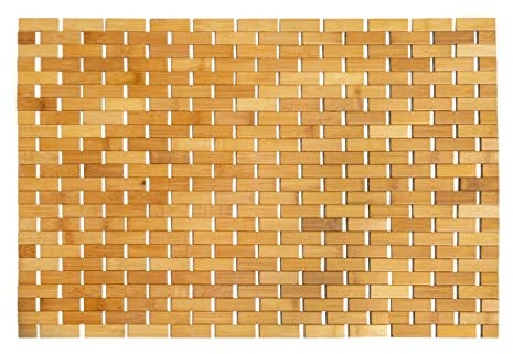 QUVIO Bambus-Badematte 70 x 50 cm - Rollbare rutschfeste Badematte Holz - Duschmatte - rutschfeste Matte - Braun
