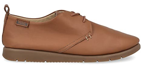 PAYMA - Zapatillas Deportivas Sneakers de Piel para Mujer. Zapatos Planos Casual Blucher. Cierre Cordones. Piel Super Flexible. Máxima Comodidad. Color: Cuero, Talla: EU 36