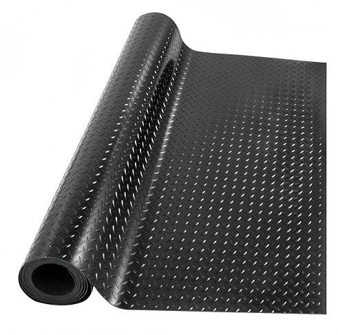 ybaymy Tapis en Caoutchouc Antidérapant, 100 x 500cm Tapis de Sol de Garage, 3mm Épaisseur Tapis Sol Caoutchouc pour établi, Cuisine, Gymnase, Plancher de Hangar, Plancher de fourgonnette, Noir