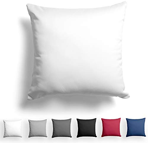 Alreya Mako Satin Kissenbezug 50 x 50 cm - 100% Baumwolle mit YKK Reißverschluss, Superweicher Kopfkissenbezug, Kissenhülle, Oeko-TEX® Standard Zertifiziert, Weiß, nur Kissenbezug