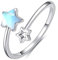 Stern Mondstein Ring 925 Sterling Silber Lucky Star Ring Offener Ring für Frauen Synthetischer Mondstein Schmuck Verstellbar Ring Neujahrs Geschenk für Mutter Freundin