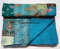 Kantha Baby Balnket Patchwork-Vintage-Überwurf, Kinderdecke, 127 x 178 cm, ultraweich und gemütlich, schwere Decke, Baumwolle, gesteppte Babydecke (türkis)