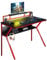 Neo Ergonomic 2 Tier Gaming Gamer Racing Computer Office Desk Table with Headphone Hook Monitor Stand & Shelf (Red)