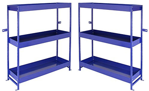 Van Racking Shelves Storage Metal Tool Organisation Racks x2 Duo Blue Workshop Garage Steel | 116 x 101 x 36cm