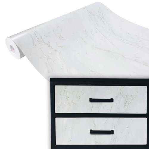 DecoMeister Papel Adhesivo Imitacion Marmol Blanco Mate Para Pared Puertas Mesa Armario Vinilo Autoadhesivo Para Muebles Encimera Para Forrar Lámina Para Cocina En Rollo 67,5 x 100 cm Por Metros