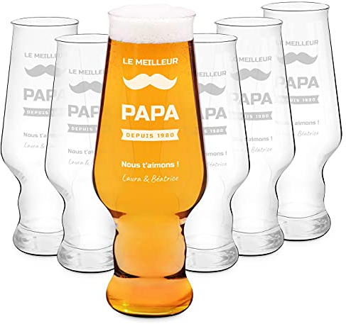 Maverton Ensemble de Chopes à Bière Personnalisées de 0,4 l – Verres de haute qualité avec gravure pour homme - Cadeau pour tous les amateurs de bière - Papa