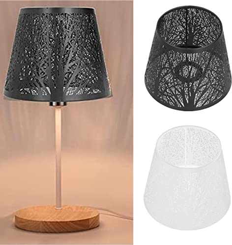 Deror Abat-jour en fer forgé, mini abat-jour en forme d'arbre forestier sculpté E27 pour lampe de table décor de chevet(White)