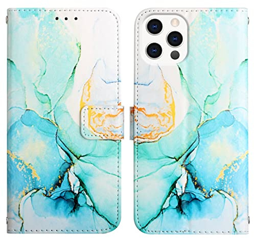 LEMAXELERS iPhone 13 Pro Phone Case iPhone 13 Pro Cover,Glitter Marble PU Leather Flip Wallet Case Magnetic Stand Card Slot Folio Bumper Case for iPhone 13 Pro,YB2 Marble Green