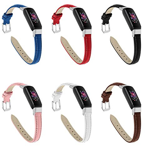 Compatible avec le bracelet de montre Fitbit de luxe, bracelet de sport réglable en cuir véritable respirant, compatible avec les bracelets de montre intelligente Fitbit de luxe pour homme et femme