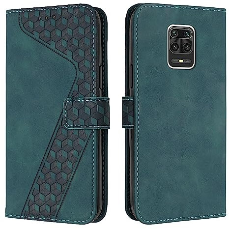 YIRRANZD Custodia per Xiaomi Redmi Note 9 PRO/Redmi Note 9S, Cover a Libro in Pelle PU con Slot Cart e Silicone TPU Bumper, Flip Caso Portafoglio Cover per Redmi Note 9 PRO/Note 9S (Verde)