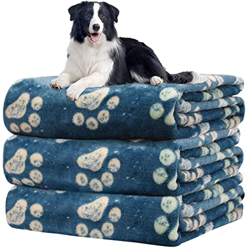 Hundedecke, waschbar fleecedecke, katzendecke, 3 Pack Weiche Warme Haustier Decken für Kleine Mittlere Hunde Katzen, Mit niedlichem Knochen-Druck, Haustierdecke Schlafmatte für Sofa Bett,106 * 76CM