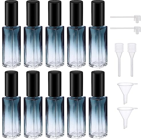 Segbeauty Flacon de Parfum Vide en Verre, Vaporisateur Parfum Vide Rechargeable 10ml, 10 Pièces Bouteille Vaporisateur de Parfum, Portable Petits Flacons de Parfums avec Spray Délicat (Bleu Dégradé)