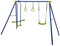 GYMAX Kids Swing Set, Metal Swing A-Frame with Swings, Outdoor Children Playground Playset for Garden, 250kg Weight Capacity (3 in 1 with Glider and 2 Gym Rings)