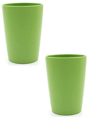 Magu 2 Nachhaltiger Biopolymer Becher (6 Farben) Farbe: grün 100% Erdölfrei | Robust und Nachhaltig | Kunststoff Trinkbecher oder Zahnputzbecher | 2er Set grün