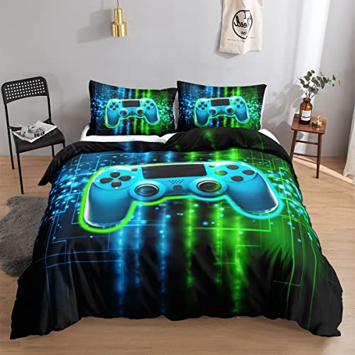 HOSIMA Game Bettbezug-Sets für Jungen Kinder, 3D-Druck Spielkonsole Gamepad Gamer Bettbezug mit 2 Kissenbezügen (Game S)