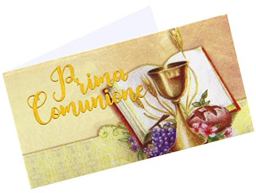FOXNEC 60 Stück Kärtchen zur Erstkommunion – Kärtchen für Konfekt zur Kommunion – Bonboniere für Taschentücher für Konfekt und vorgeschnittene Beutel (Kommunion-D)