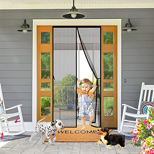 Zanzariera Magnetica Regolabile a Pannelli Verticali, 290 x 265 cm Tenda per Mosche, Zanzare, Insetti Zanzariera, CHIUSURA AUTOMATICA【Nero】