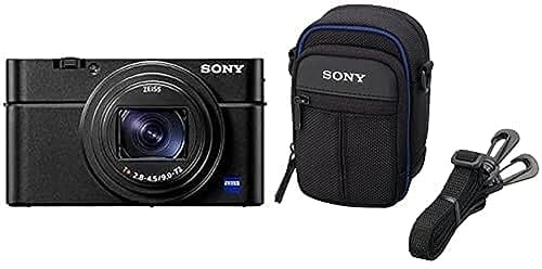 Sony RX100 VII | Premium Bridge-Kamera (1 Zoll-Sensor, 24-200 mm F2.8-4.5 Zeiss-Objektiv, Auto-Augenautofokus, 4K-Filmaufnahmen und neigbares Display) + Tasche