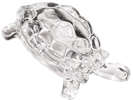 Alipis Tortue Chinoise Feng Shui Statue De Tortue en Cristal Soufflé À La Main en Verre Mini Ornement De Figurines De Collection d'animaux en Verre Thé Animal De