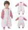 Baby Winter Schlafsack mit Füßen langen Ärmeln, Schlafsack Baby mit abnehmbaren Ärmeln,2.5tog Herbst Winter Schlafdecke für Säugling Kinder 1-3 Jahre alt von 70 bis 90 cm 100% Bio-Baumwolle Rosa