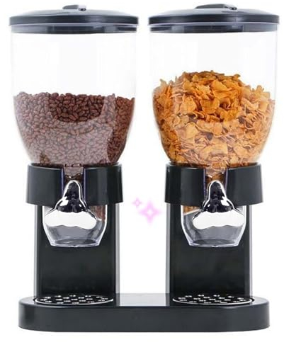 Dispensador de cereales doble,Distribuidores de caramelo de doble control,Dispensador de cereales,Cornflakes dispensador,Sin BPA, Cornflakes dispensador para frutas secas