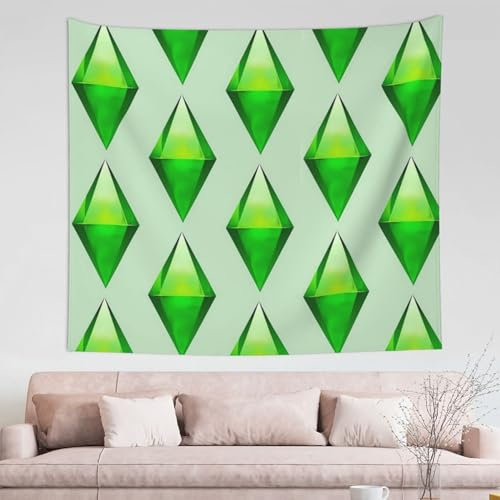 GRatka Wandteppich, The Sims Plumbob Wandteppich, langlebige Wanddekoration, Wandteppich für Wohnzimmer, Schlafzimmer, 152 x 130 cm