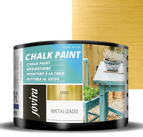 JOVIRA PINTURAS Chalk Paint, Pittura al Gesso, Matte all' Aqua, Rinnova il tuo arredamento con creatività. (375 millilitri, Oro)