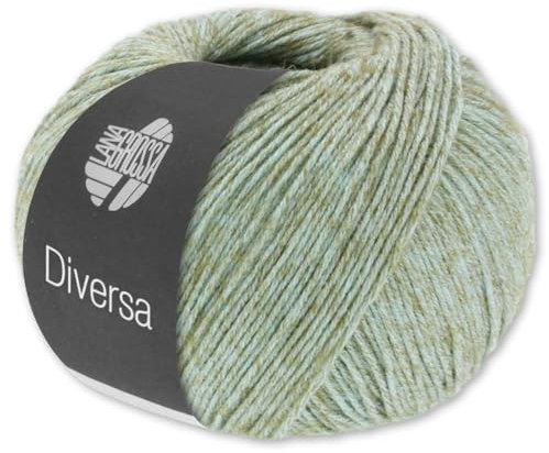 Frida's Wollhaus Lana Grossa 50 g Diversa Wolle Baumwoll-Mischgarn Mélange-Effekt 14 Farben (09 | Mint)