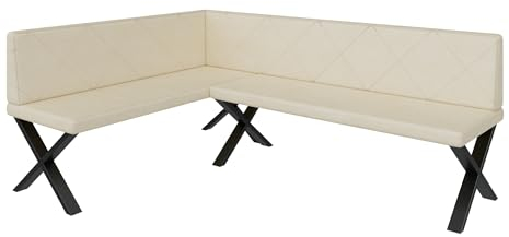 FURNISTAR Eckbank Akiko Metal X - Eckbankgruppe für Ihrem Esszimmer, Küche modern, Sitzecke, Essecke. Perfekt für Küche, Büro und Rezeption. Solide und Starke Verarbeitung. (142x196-Links-Soft18)