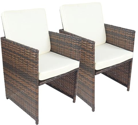 VCM 2-TLG. Set Gartenstuhl | Loungestuhl Sessel | Maße pro Stuhl ca. H. 84 x B. 53 x T. 53 cm | Rattan | Balkonstuhl mit Sitzkissen - Raloso