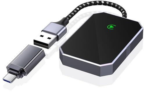 KuuZuse Adaptador CarPlay inalámbrico para Apple – Conexión rápida estable para convertir coches con cable de fábrica a CarPlay inalámbricos para iPhone – Sin latencia de iOS 10+ a pantalla con USB C