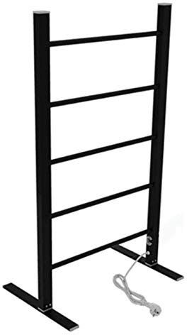 asdchZen Scaldasalviette Elettrico con Ventola elettrica, Presa Argento-UK, a Basso consumo energetico, 100 W, ripiano a Riscaldamento rapido (Spina Britannica Nera)