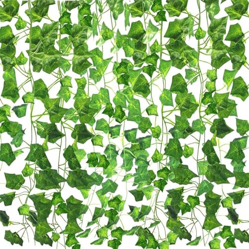 12 Pcs Fake Ivy, Vines,Fake Plants, Artificial Ivy, Ivy Garland Artificial, Odorless, Can Be Used In Weddings, Bedrooms, Gardens, Balconies, Exhibition Walls Of Artificial Hanging Plants(1 Strip Of 2.