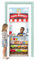 Pop Up Play Town Hanging Doorway Food Market, Kids Role Play Toys with Curtain and Tension Rod for Kids 3-7