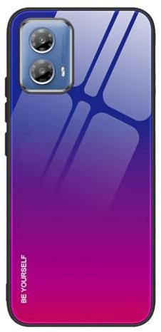 SEAHAI Case for Motorola Moto G85 5G, Ultra Thin Gradient Color Tempered Glass Hard Back & Soft Silicone TPU Bumper Hybrid Shockproof Cover, Colorful Purple