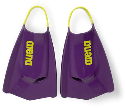 Arena - Powerfin Pro II - Palmes d'entraînement à la Natation Unisexes pour Adulte, en Silicone, à Lame Courte, Personnalisables Gauche-Droite, Prune/Vert Citron, Taille 44-45