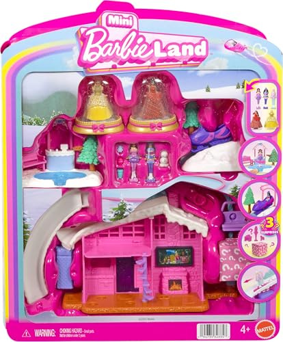 Barbie Mini BarbieLand Bundle Including 2 Holiday Dolls, 3 Snow Playsets, 3 other 1.5-inch Dolls, JGW15